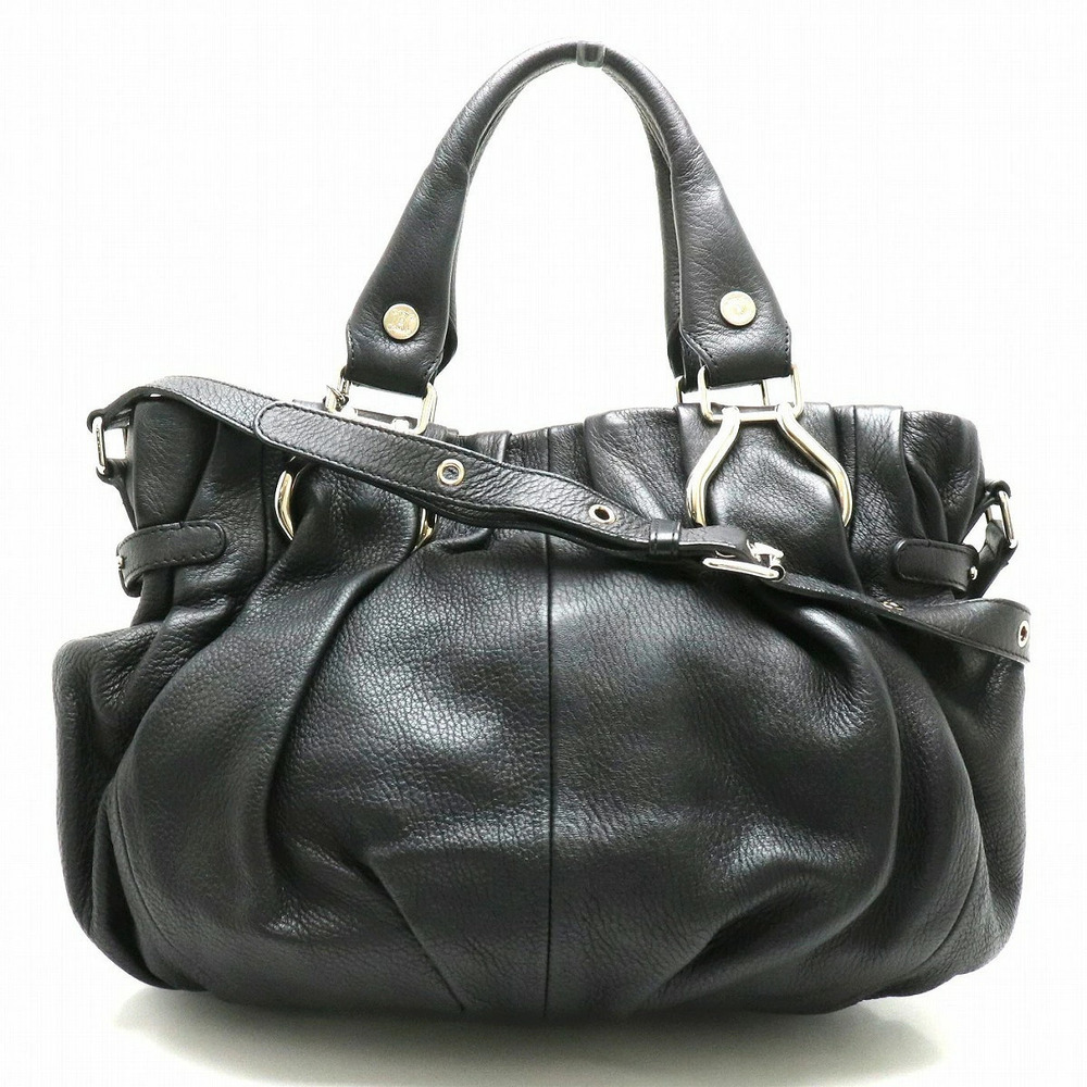 Celine Pillow Handbag Tote Bag Shoulder Leather Black